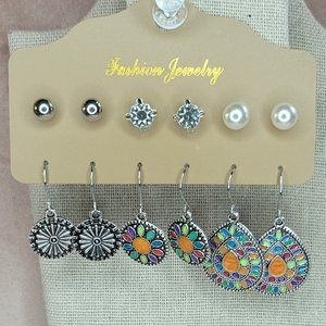 Vintage & Boho Mosaic Earring Set of 6 pairs